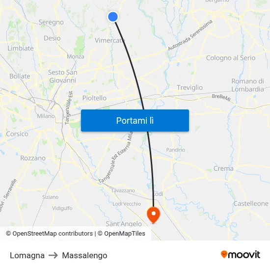 Lomagna to Massalengo map