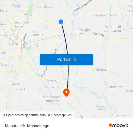 Masate to Massalengo map