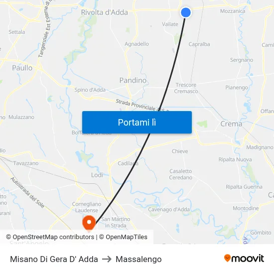 Misano Di Gera D' Adda to Massalengo map