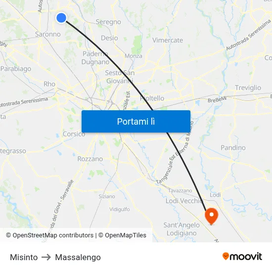 Misinto to Massalengo map