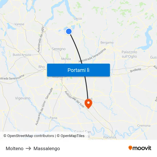 Molteno to Massalengo map