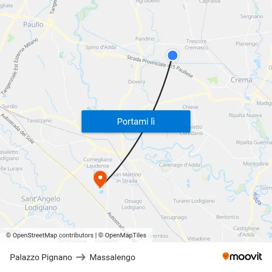 Palazzo Pignano to Massalengo map