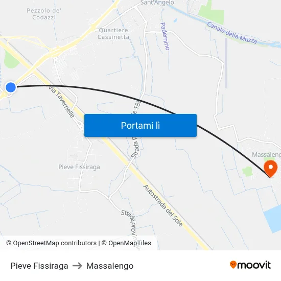 Pieve Fissiraga to Massalengo map