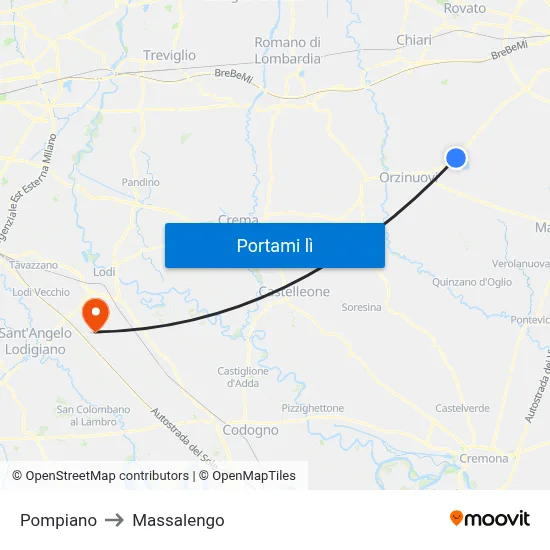 Pompiano to Massalengo map