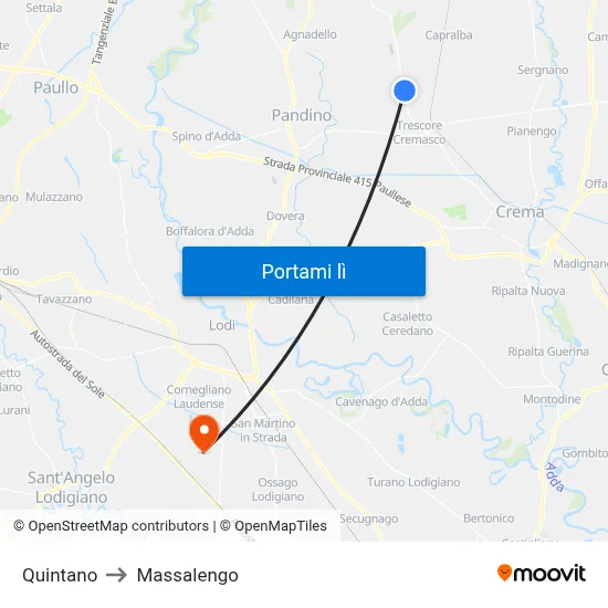 Quintano to Massalengo map
