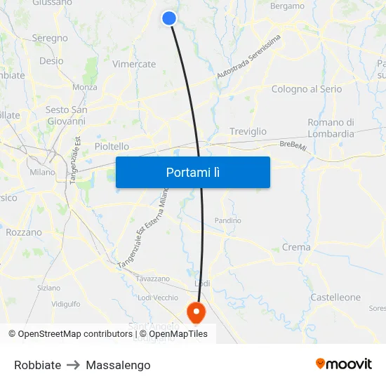 Robbiate to Massalengo map
