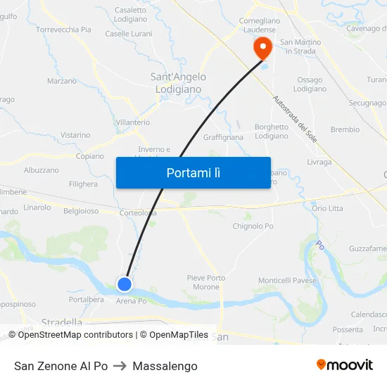 San Zenone Al Po to Massalengo map