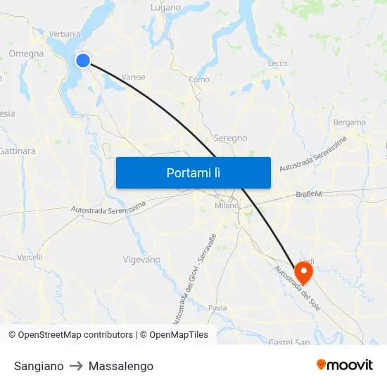 Sangiano to Massalengo map