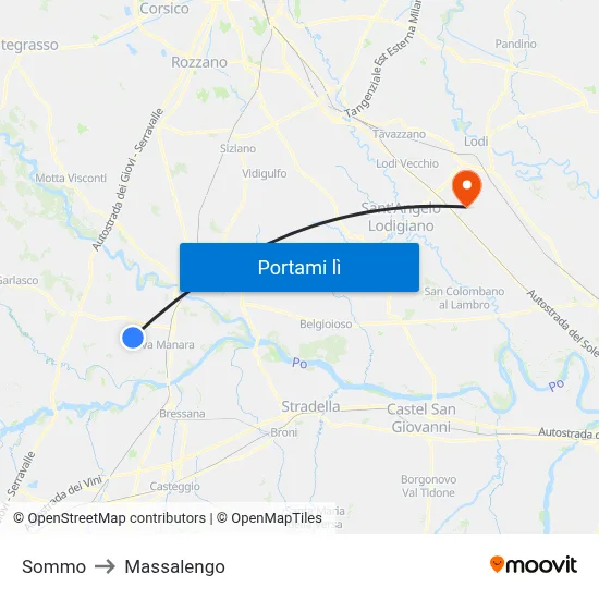 Sommo to Massalengo map