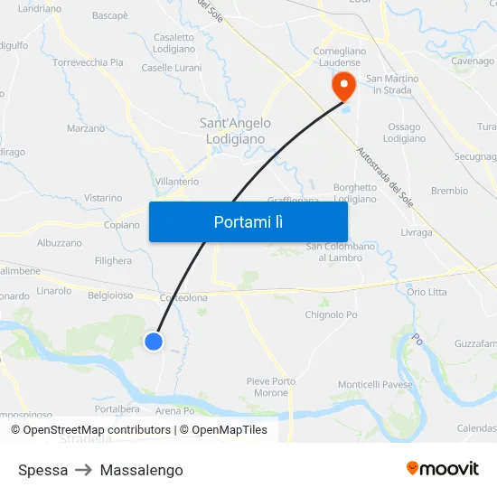 Spessa to Massalengo map