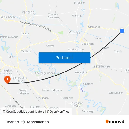 Ticengo to Massalengo map