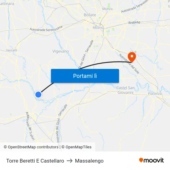 Torre Beretti E Castellaro to Massalengo map
