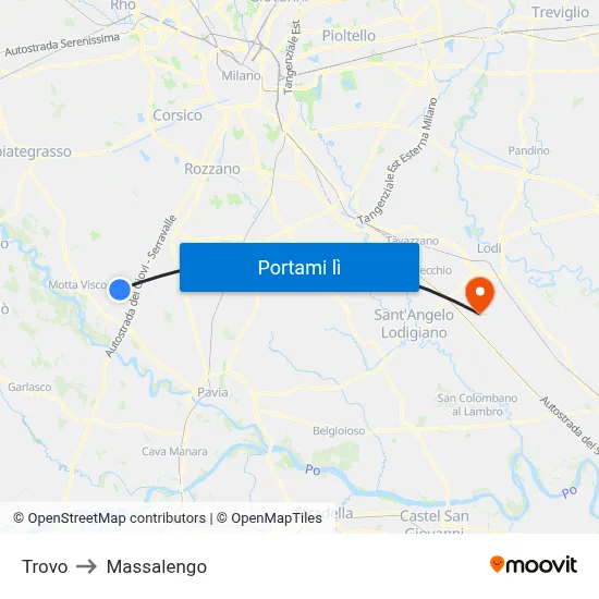 Trovo to Massalengo map