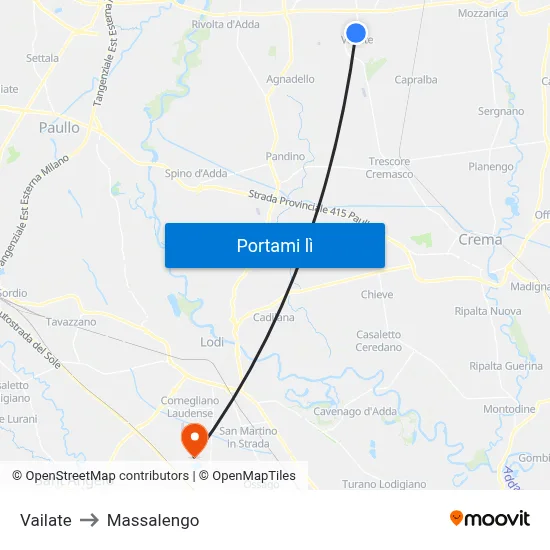 Vailate to Massalengo map