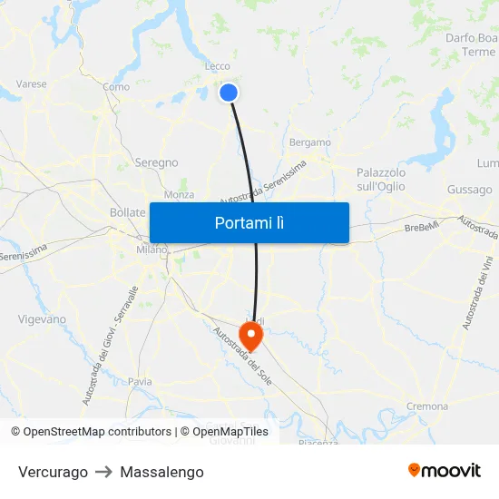Vercurago to Massalengo map