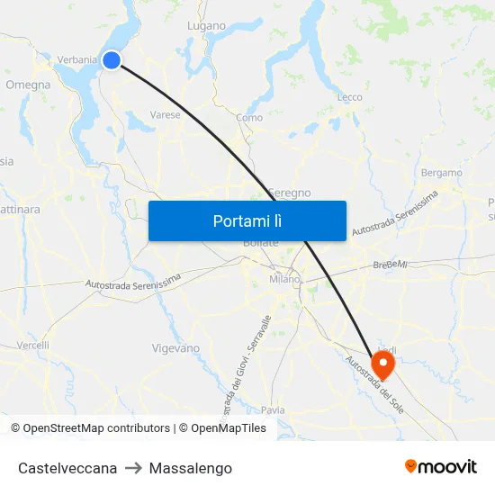 Castelveccana to Massalengo map