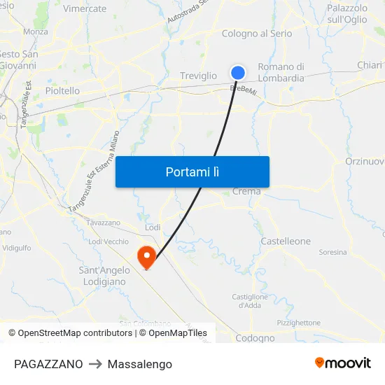 PAGAZZANO to Massalengo map