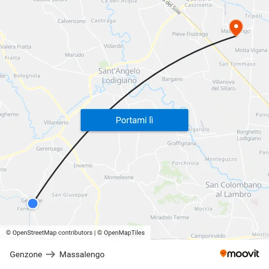 Genzone to Massalengo map
