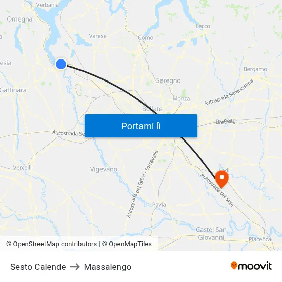 Sesto Calende to Massalengo map