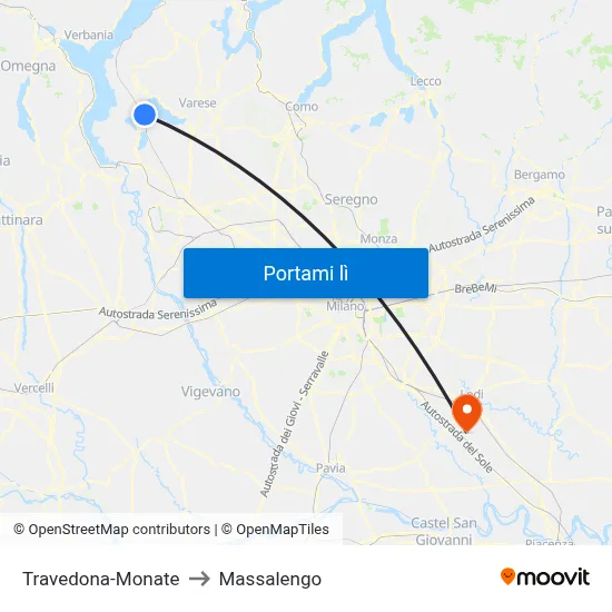 Travedona-Monate to Massalengo map