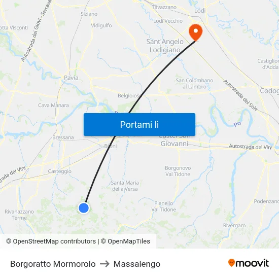 Borgoratto Mormorolo to Massalengo map