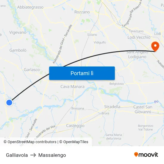 Galliavola to Massalengo map