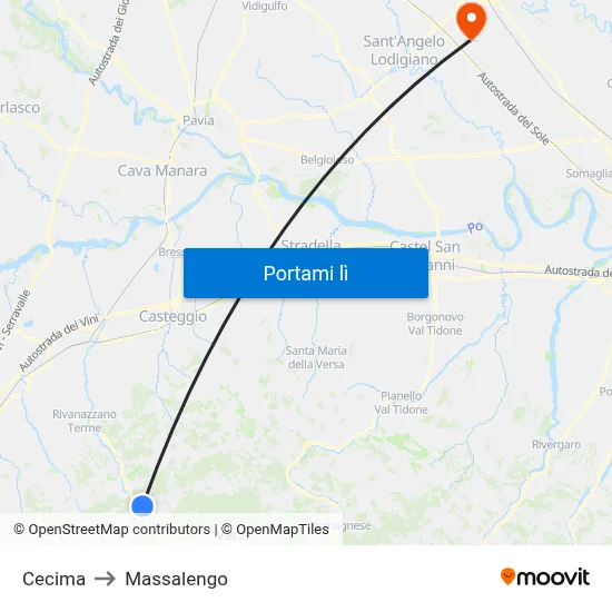 Cecima to Massalengo map