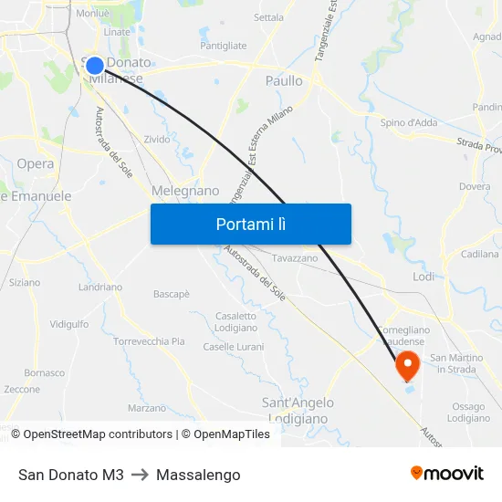 San Donato M3 to Massalengo map