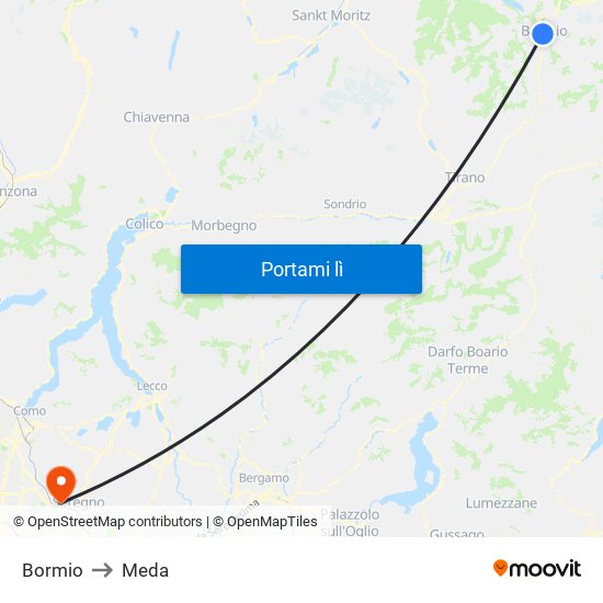 Bormio to Meda map