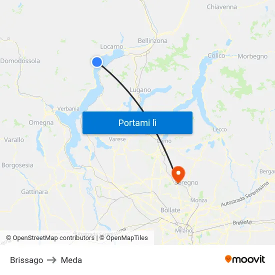 Brissago to Meda map