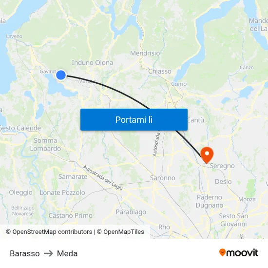 Barasso to Meda map