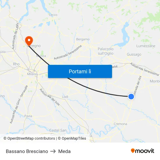 Bassano Bresciano to Meda map