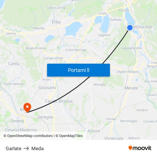 Garlate to Meda map