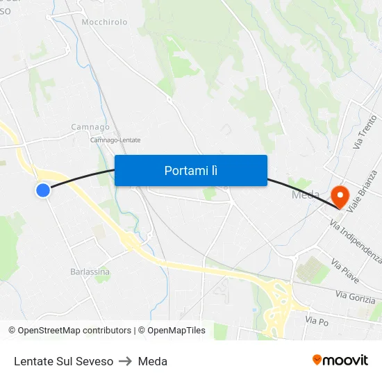 Lentate Sul Seveso to Meda map