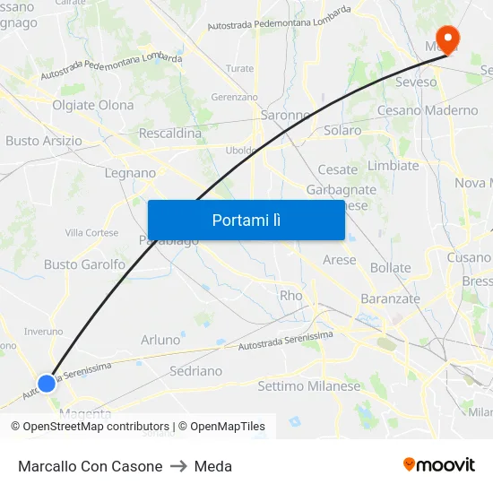 Marcallo Con Casone to Meda map