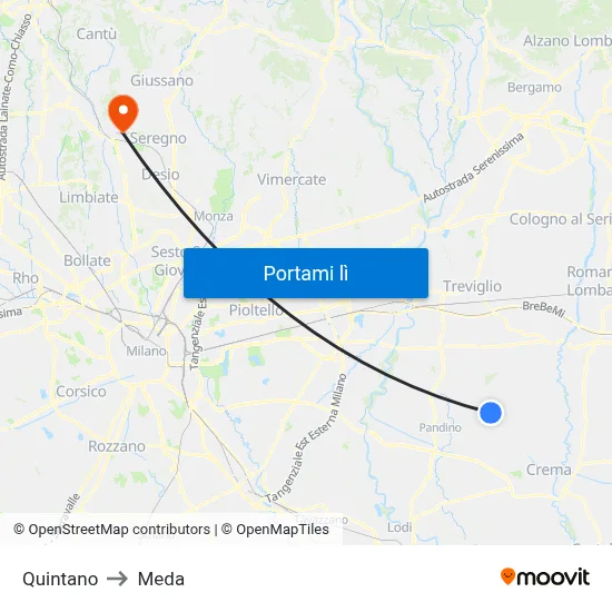 Quintano to Meda map