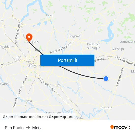 San Paolo to Meda map