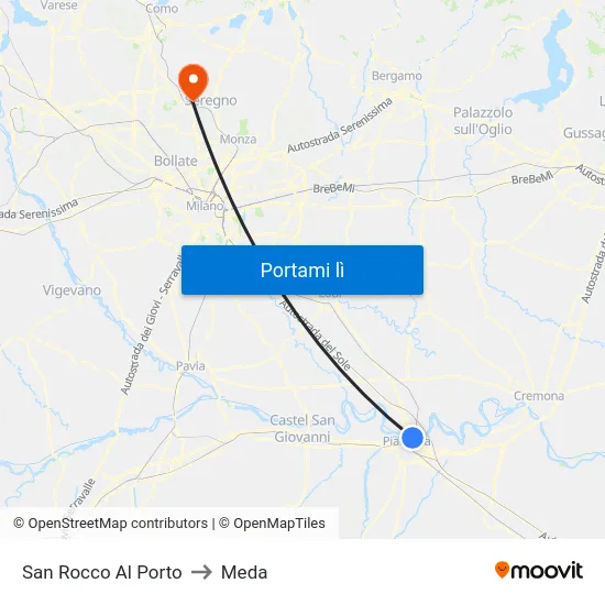 San Rocco Al Porto to Meda map