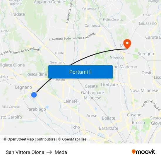 San Vittore Olona to Meda map