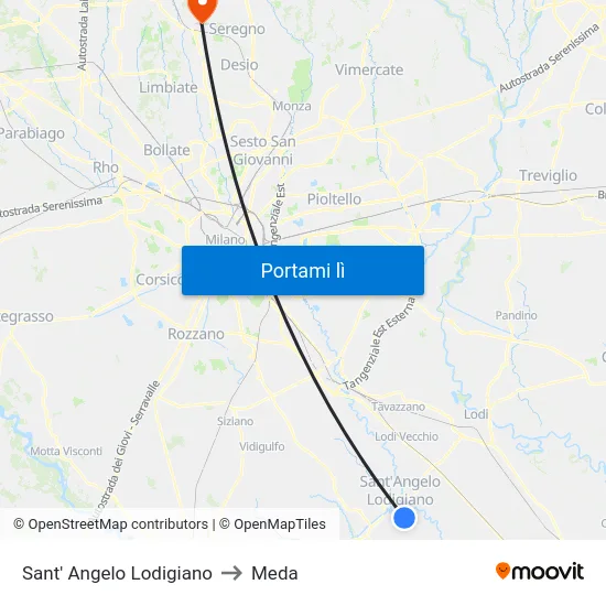 Sant' Angelo Lodigiano to Meda map