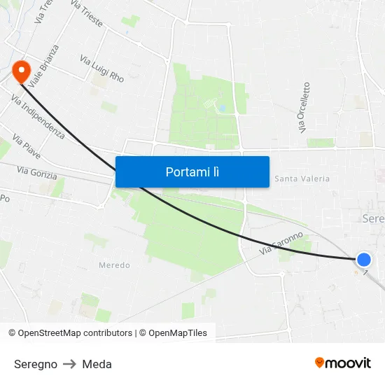 Seregno to Meda map