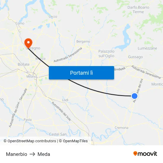 Manerbio to Meda map