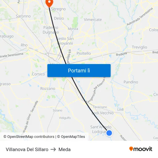 Villanova Del Sillaro to Meda map