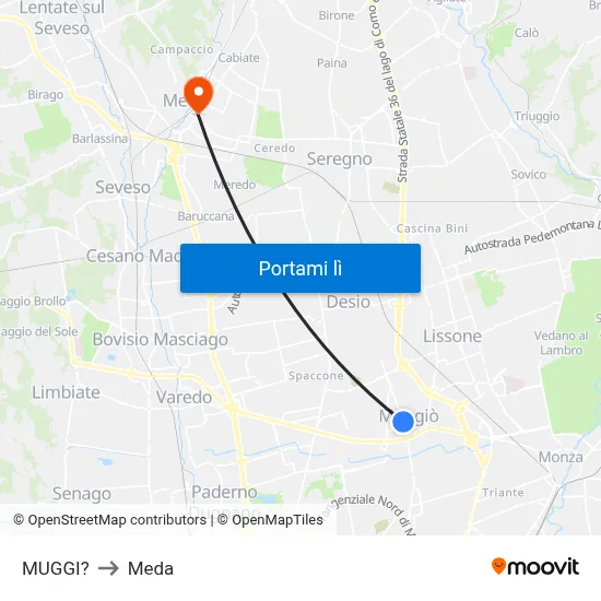 MUGGI? to Meda map
