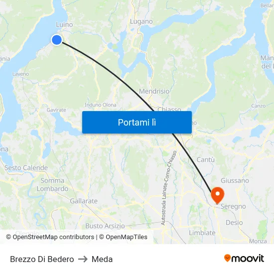 Brezzo Di Bedero to Meda map