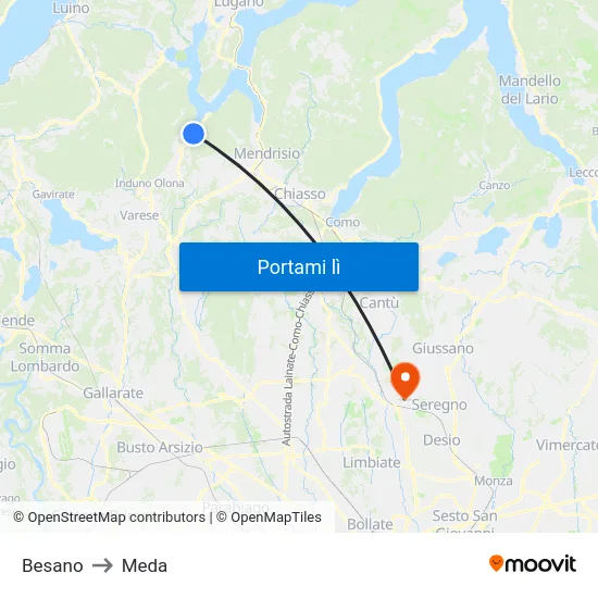 Besano to Meda map