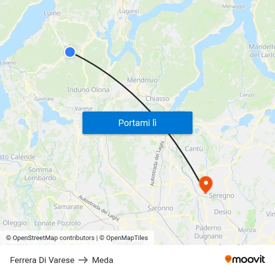 Ferrera Di Varese to Meda map