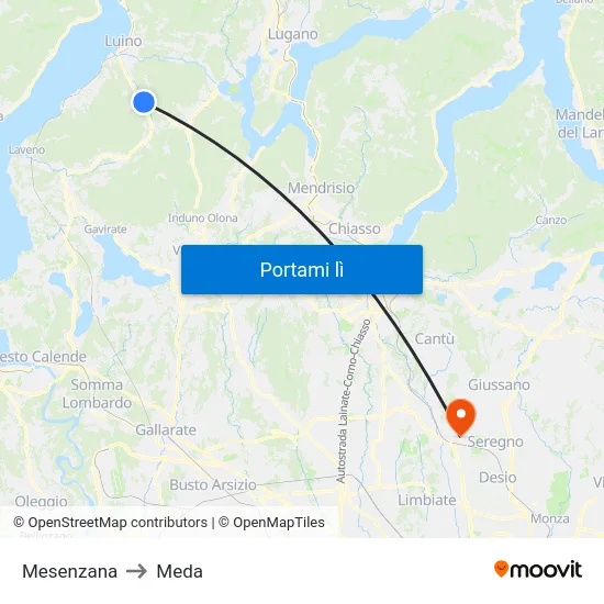 Mesenzana to Meda map