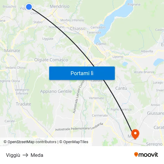 Viggiù to Meda map