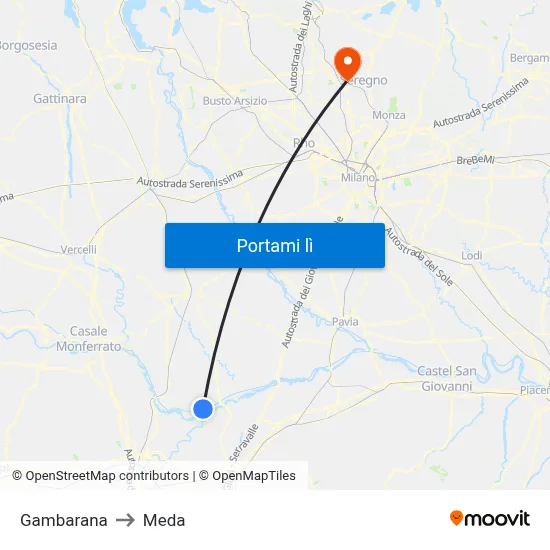 Gambarana to Meda map